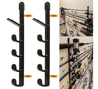 1 paire de supports de rangement pour cannes à pêche, support mural horizontal pour garage, cabine et sous-sol - Peut contenir jusqu'à 5 cannes - Facile à installer. Matériel inclus.