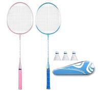 1 paire de volants de badminton légers - Ensemble de raquettes de badminton professionnelles doubles pour 2 joueurs - Raquettes professionnelles d'intérieur et d'extérieur