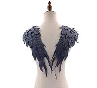 1 paire d'écussons brodés ailes d'ange pour vêtements de mode, accessoire de costume pour décoration de robe, accessoires en dentelle multicouche
