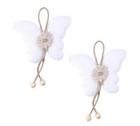 1 paire d'embrasses de rideaux réglables en longueur avec papillons et fleurs solides