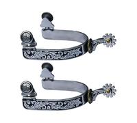 1 paire d'éperons en acier de cowboy espagnol à la main nouveaux engrenages 2025 équipement pour homme fournitures équestres sculptées B4Y8 Knight