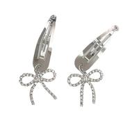 1 paire d'épingle à cheveux avec pendentif en forme de nœud et perle pour femme - Jolie pince à cheveux accrocheuse au toucher métallique