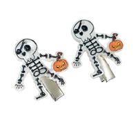 1 paire d'épingles à cheveux antidérapantes pour Halloween avec tête de mort, citrouille, squelette, breloque légère en acrylique pour les fêtes costumées. Barrettes à cheveux pour costumes