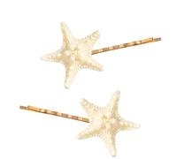 1 paire d'épingles à cheveux contemporaines en forme d'étoile de mer pratiques en résine pour filles et femmes - Antidérapantes - En métal - Décoration de cheveux légère en résine