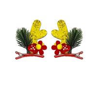 1 paire d'épingles à cheveux en forme de bois de cerf de Noël pour filles - Paillettes à paillettes - Pour festival - Pour enfants - Pour la vie quotidienne - Grande taille - Jolie pour femme - Petite