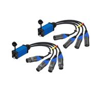 1 paire d'extension multi-réseau STP RJ45 Cat5/6 à 4 canaux XLR 3 broches for l'audio de scène en direct, le son, l'éclairage et le Studio d'enregistrement(D1001-Black-Blue,0.15M)