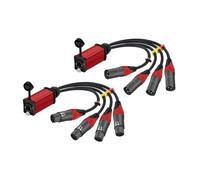 1 paire d'extension multi-réseau STP RJ45 Cat5/6 à 4 canaux XLR 3 broches for l'audio de scène en direct, le son, l'éclairage et le Studio d'enregistrement(D1001-Black-Red,0.15M)