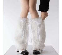 1 paire Ensemble de jambes de fixation d'automne et d'hiver, chaussettes épaisses en fausse fourrure de lapin blanc chaud, moyen tube, style Y2K Spice Girls, pour femmes Taille UniqueUnicolorePolyeste