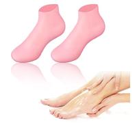 1 Paire Foot Spa Pedicure Soin Pied Silicone Socks Chaussettes Hydratantes Chaussettes Spa, Soin Peau Gercée et Rugueuse, pour Pieds Secs et Fissurés-Rose