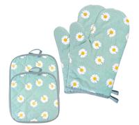 1 Paire Gants de Cuisine Coton avec 2 | Coton avec 2 Maniques Cuisine Lavable Gant, Cotons avec 2 Maniques Cuisines Lavable pour Cuisine, Préparer des Desserts