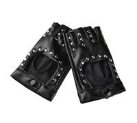 1 Paire Gants en Cuir Sans Doigts Rivets, Mitaine Cuir Punk Demi Doigts Style Rock Gants en Cuir PU avec Découpe et S'enclenche Fancy Dress Costume Accessory Femme Homme pour Cosplay Danse Halloween