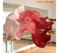 1 paire (gauche + droite) Éventails de voile en soie imitation pour danse du ventre, éventails longs en soie artificielle et bambou de 1,2 m/1,5 m/1,8 m, faits à la main, éventails pliants en imitatio