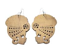 1 Paire Géométrique Boucles D'oreilles En Bois Turban Femme Crochet Pendentif Tête Africaine Boucles D'oreille Bijoux Cadeau