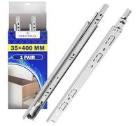 1 Paire Glissiere pour Tiroir sur Roulement à Billes 400 mm x H 35 mm avec Extension Complète - Télescopiques Coulisse Tiroir Fabriqué en Acier Zingué - Garantie de 10 Ans - MONTERAL