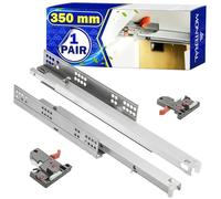 1 Paire Glissiere pour Tiroir Télescopiques 350 mm - Télescopiques Coulisse Tiroir de Extension Complète - avec Fonction de Fermeture Silencieuse - Garantie de 10 Ans - MONTERAL