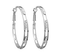 1 Paire Grands Cerceaux Strass D'oreilles Mince Dangle Élégant Strass D'oreilles De Mariage Femmes Accessoires Bijoux D'oreilles Pour Les Femmes Baguier Fil Outil Fournitures Bijoux (Silver, One Size)