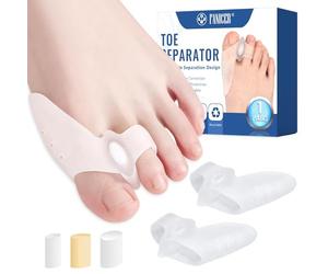 1 paire Gros Orteils Silicone séparateurs d'orteils plus 3 bouchons, Séparateurs d'Orteils en Silicone Transparent, Correcteur Hallux Valgus, Redresser les Orteils, Unisexe Hommes & Femmes