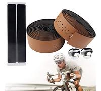 1 Paire Guidoline Cuir PU VéLo De Route Guidon Grip Wraps Non-Slip Souple Respirant VTT Guidolines (Brown)