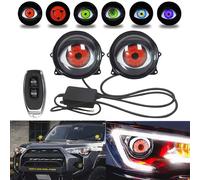 1 paire les yeux du diable lumière pour les voitures, 12-36V Halloween Dynamic Devil LED Eyes avec 6 modes, télécommande Highlight Headlights for Cars