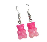 1 Paire Mode Belle Couleur Bonbons Dessin animé Ours Gomme Résine Pendants Boucles d'oreilles Bracelet Or, taille unique, comme décrit