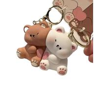 1 paire porte-clés magnétique ours d ' amour porte-clés en forme d ' animal de dessin animé accessoire de abriqué en résine pour les couples et le meilleur ami porte-clés de couple magnétique