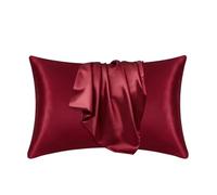1 Paire taie d'oreiller Satin Cheveux beauté Confortable décor à la Maison taies Coussins pour Femmes(Red,51cmx66cm)