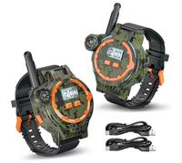 1 paire Talkies-walkies rechargeables USB pour enfants, montre Talkie Walkie à deux sens avec boussole, lampe de poche et heure réglable & Date, équipement de camping portable pour les enfants