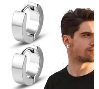 1 Paires Argent Boucles d'Oreilles Homme Créoles Acier Inoxydable Boucle d'Oreille, Boucle d Oreille Homme Anneaux, Boucle d'oreille Femme Creole, Piercing Boucles d'oreilles pour Hommes Femmes