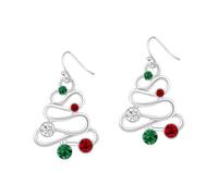 1 Paires Boucles D'Oreilles NoëL, Boucles D'Oreilles à Tige Alliage De Zinc, Breloques En éMail En Zircone Cubique, Gouttes De Sapin, Brillantes Et éTincelantes Sapin Earrings Pour Femme