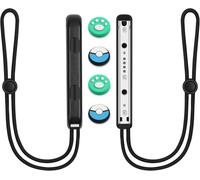 1 Paires Dragonnes pour Switch Joycon, Contrôleur de Poignet, avec 4 Capuchons de Poignée de Pouce, Dragonne de Poignet de Contrôleur Élastique Réglable (Blanc)