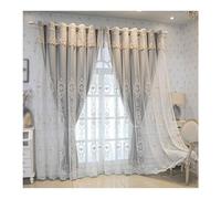 1 Panel Cortina, 2-en-1 filtra la Luz & privacidad unidireccional decoración de Ventana resistente al calor Con ojales Cortina Para comedor salón dormitorio, Ancho x Alto(Grey,350x270cm(138x106in))