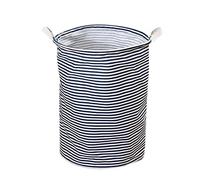 1 panier à linge pliable, panier à linge portable étanche et portable, panier de rangement rayé bleu, panier peu encombrant avec poignées pour chambre à coucher et salle de bain