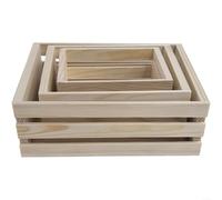 1 panier de rangement en bois de pin pour mini accessoires, boîte en bois rustique pour l'organisation de maison de poupée, l'artisanat et l'affichage de petits articles, beige, 125 x 88 x 7 cm (22 x