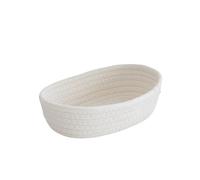 1 panier de rangement en fil coton tissé à la main for jouets, cosmétiques, papeterie, bureau Pour les chambres(White,26x16x8cm)