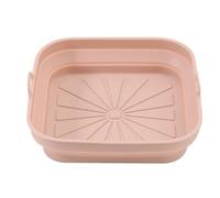 1 panier en silicone pliable carré for friteuse à air chaud, moule de cuisson réutilisable, accessoires cuisine(Pink)