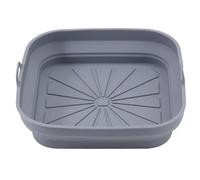 1 panier en silicone pliable carré for friteuse à air chaud, moule de cuisson réutilisable, accessoires cuisine(Light Grey)
