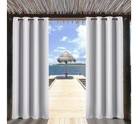 1 panneau de rideau d'extérieur résistant aux intempéries pour terrasse, porche et pergola - Rideau d'extérieur à œillets bloquant la lumière - Protection UV (blanc, 132 x 241 cm (l x L)