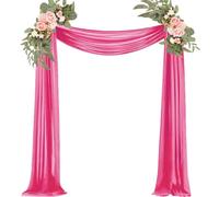1 panneau de tissu drapé en tulle transparent pour arche de mariage, cérémonie, fête, fête prénuptiale, décoration de fête prénuptiale, 73,7 cm x 6,1 m, rose vif