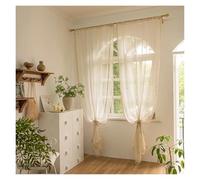 1 panneau, rideau transparent en dentelle semi-ombrage avec pompons faits à la main for fenêtre, rideaux de ferme de campagne rétro, chambre à coucher, salon avec passe-tringle pour la chambre à couch