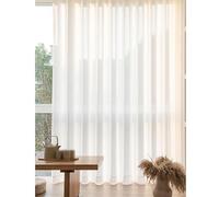 1 Panneaux Couleur Solide Rideau Transparent, Decoration Drapage de confidentialité Filtrage Lumineux Traitement de fenêtre Voile pour la Chambre Patio de Salon, LxH(White,213x160cm(84x63in))