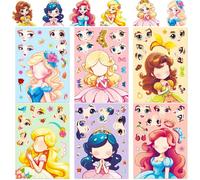 1 paquet/6 pièces Autocollants de changement de visage de princesse pour enfants avec jeu d'autocollants de puzzle de dessin animé, Papeterie pour enfants, Autocollants de jeux, Raiponce Taille Unique