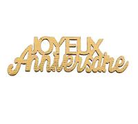 1 Paquet de 10 lettres en bois joyeux anniversaire or métal pour décoration - REF/7405