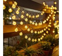 1 paquet de 20/50/100/200 guirlandes lumineuses solaires à boules de cristal avec 8 modes d'éclairage - blanc chaud, convient pour l'Halloween, la décoration extérieure de Noël, l'éclairage de jardin 