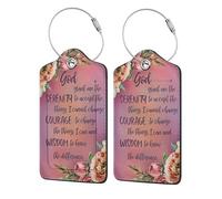 1 paquet de 3 étiquettes à bagages Serenity Prayer Floral pour valises, en cuir PU, protection de la vie privée, indispensables de voyage