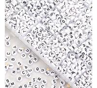 1 Paquet De 500/1000 Pièces De Perles Espacées Lâches Acryliques Rondes Blanches 7x4mm Avec Lettres De L'alphabet Pour La Fabrication De Bracelets, Colliers Et Bijoux Diy 7mmPMMA