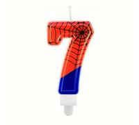 1 paquet de bougies d'anniversaire en forme d'araignée rouge et bleue 0-9, décorations de gâteau en forme d'araignée pour la décoration de gâteaux, fournitures de fête et décorations d'araignée 8
