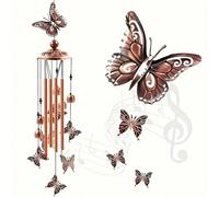 1 paquet de carillons à vent en métal en forme de papillon, carillons à vent pour l'extérieur, décoration de jardin et de patio, carillons commémoratifs, cadeaux pour anniversaires et festivals, décor