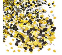 1 Paquet de Confettis Ronds En Or Noir de 80 G, 1 Paquet de Confettis Ronds Cinq Étoiles, Décoration de Table En Or Noir, Décoration Noire Pour La Saint-Valentin