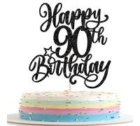 1 paquet de décorations de gâteau d'anniversaire 90e anniversaire pailletées pour 90e anniversaire décoration de gâteau pour fille articles de décoration pour 90e anniversaire fête d'anniversaire