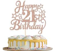 1 paquet de décorations de gâteau d'anniversaire pailletées pour 21e anniversaire de fille - Accessoires de décoration pour fête d'anniversaire - Accessoires de décoration de gâteau - Or rose